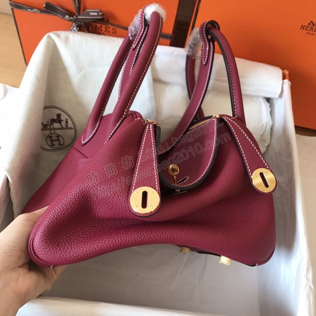 Hermes女包 愛馬仕手提包 進口頂級小牛皮 Lindy包 B5寶石紅 金扣 大小號  td1203
